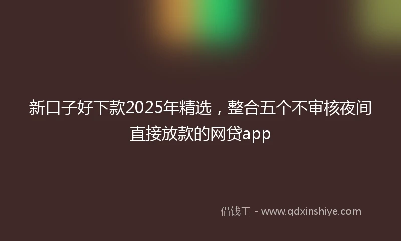 新口子好下款2025年精选，整合五个不审核夜间直接放款的网贷app