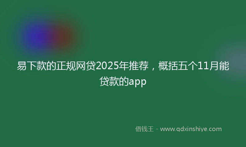 易下款的正规网贷2025年推荐，概括五个11月能贷款的app