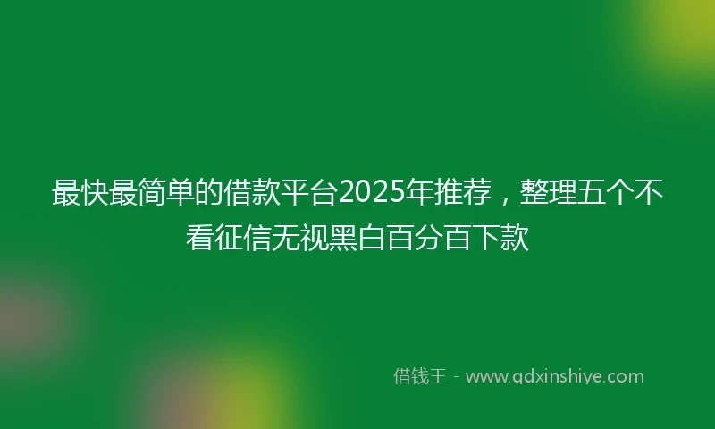 最快最简单的借款平台2025年推荐,整理五个不看征信无视黑白百分百下款