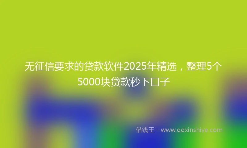 无征信要求的贷款软件2025年精选，整理5个5000块贷款秒下口子