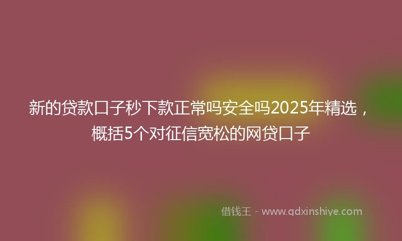 新的贷款口子秒下款正常吗安全吗2025年精选，概括5个对征信宽松的网贷口子