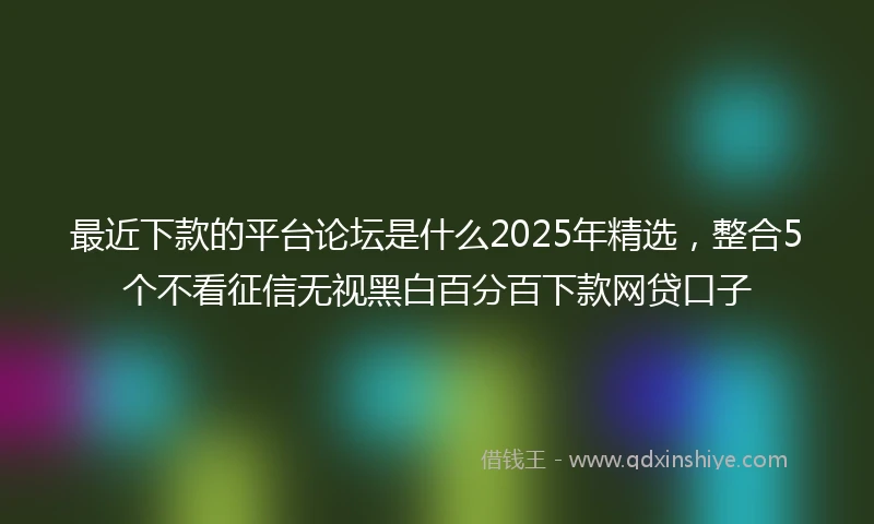 最近下款的平台论坛是什么2025年精选，整合5个不看征信无视黑白百分百下款网贷口子