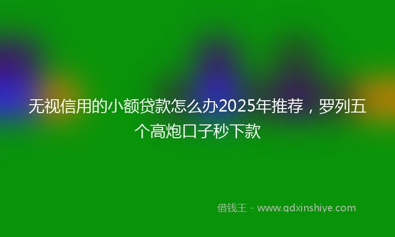无视信用的小额贷款怎么办2025年推荐，罗列五个高炮口子秒下款