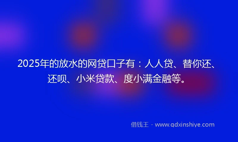 2025年的放水的网贷口子有：人人贷、替你还、还呗、小米贷款、度小满金融等。