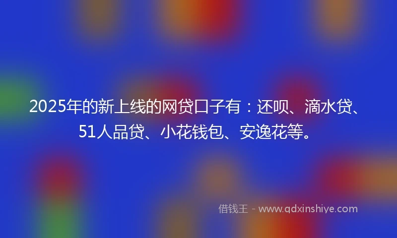 2025年的新上线的网贷口子有：还呗、滴水贷、51人品贷、小花钱包、安逸花等。
