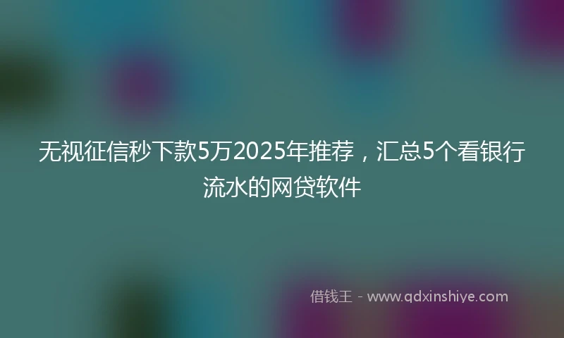 无视征信秒下款5万2025年推荐，汇总5个看银行流水的网贷软件