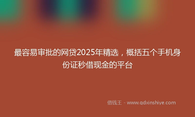 最容易审批的网贷2025年精选，概括五个手机身份证秒借现金的平台