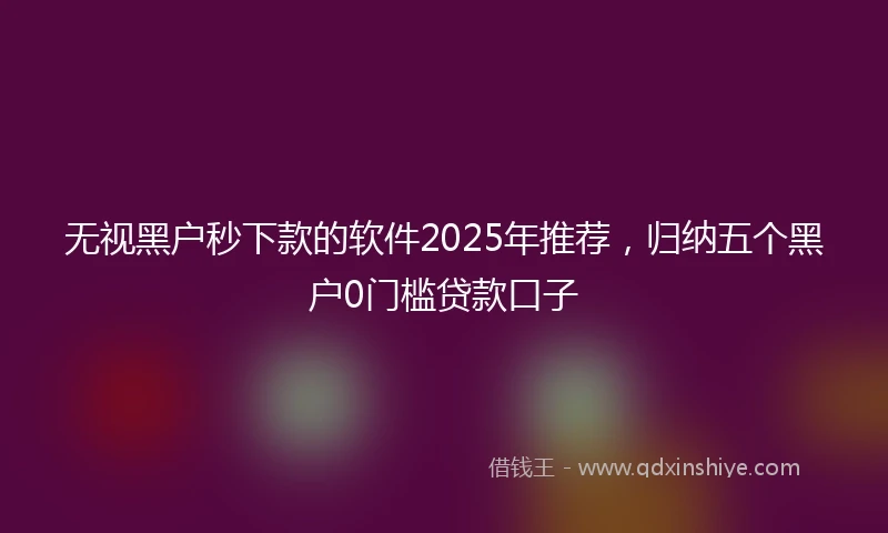 无视黑户秒下款的软件2025年推荐，归纳五个黑户0门槛贷款口子