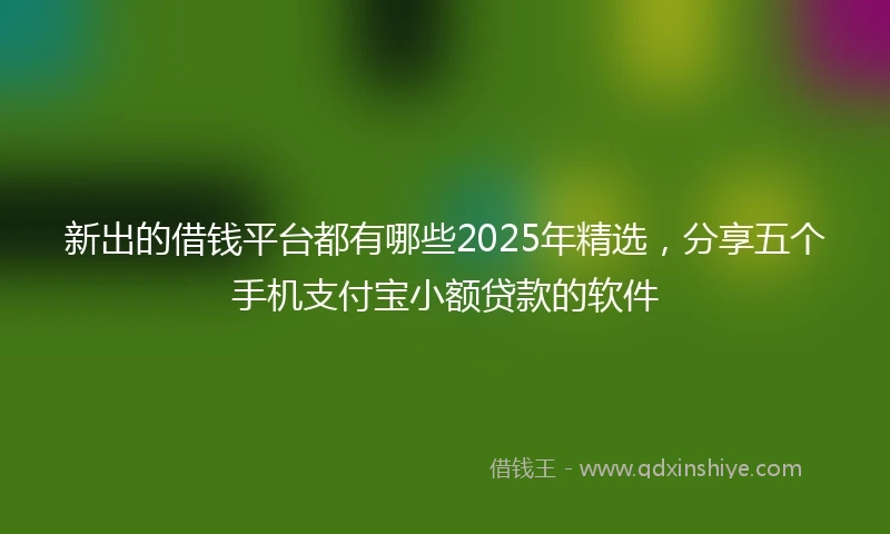 新出的借钱平台都有哪些2025年精选，分享五个手机支付宝小额贷款的软件