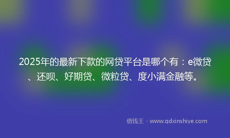 2025年的最新下款的网贷平台是哪个有：e微贷、还呗、好期贷、微粒贷、度小满金融等。