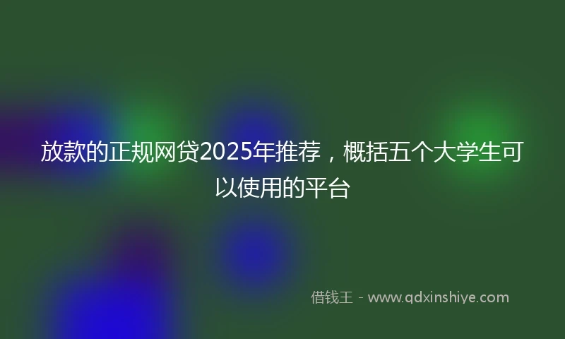 放款的正规网贷2025年推荐，概括五个大学生可以使用的平台