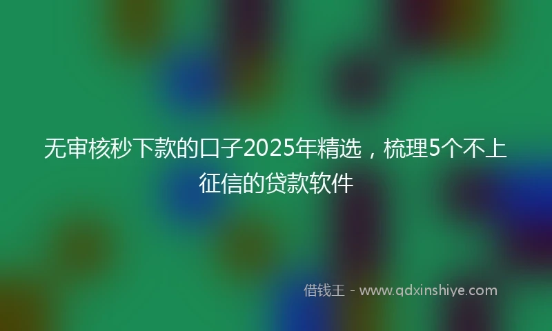 无审核秒下款的口子2025年精选，梳理5个不上征信的贷款软件