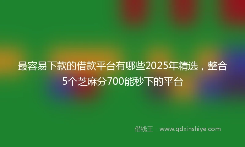 最容易下款的借款平台有哪些2025年精选，整合5个芝麻分700能秒下的平台