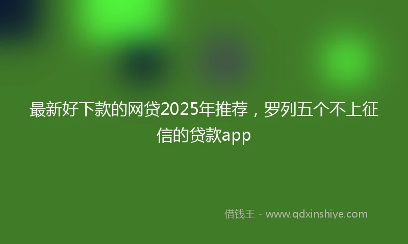 最新好下款的网贷2025年推荐，罗列五个不上征信的贷款app