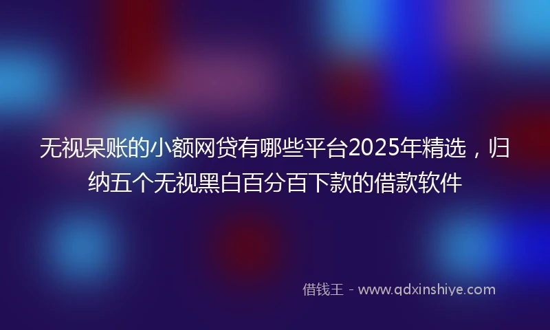 无视呆账的小额网贷有哪些平台2025年精选，归纳五个无视黑白百分百下款的借款软件