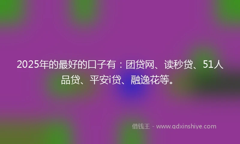 2025年的最好的口子有：团贷网、读秒贷、51人品贷、平安i贷、融逸花等。
