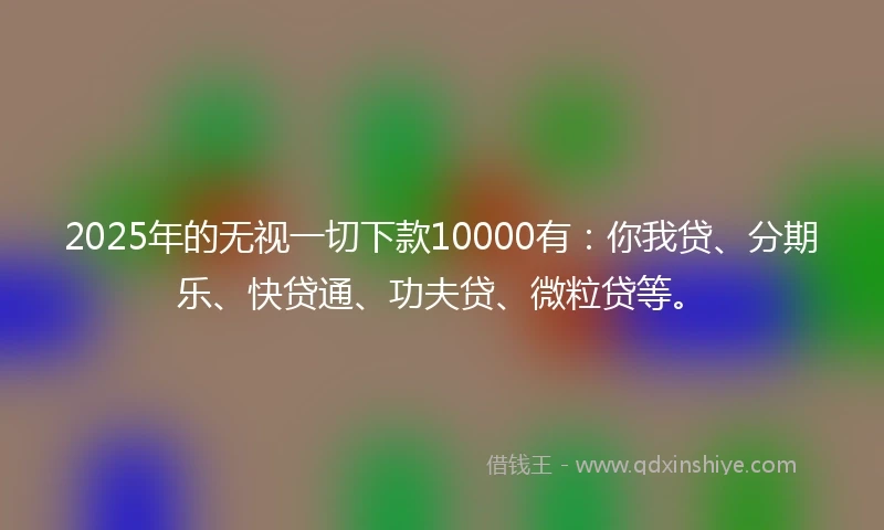 2025年的无视一切下款10000有：你我贷、分期乐、快贷通、功夫贷、微粒贷等。