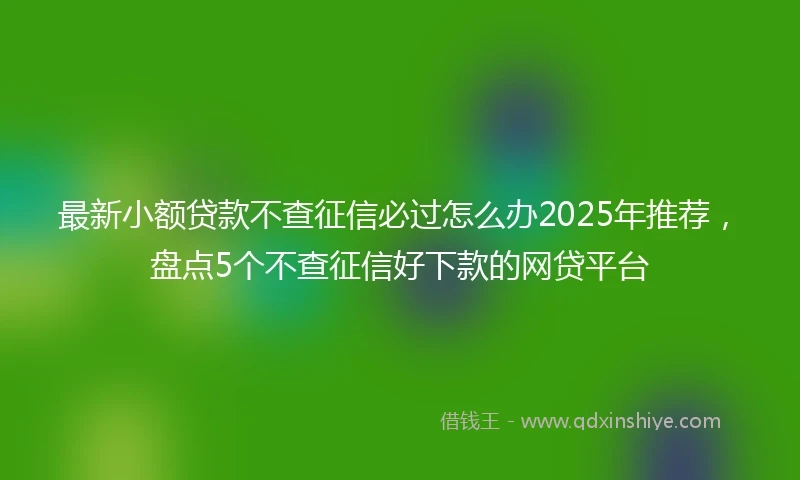 最新小额贷款不查征信必过怎么办2025年推荐，盘点5个不查征信好下款的网贷平台