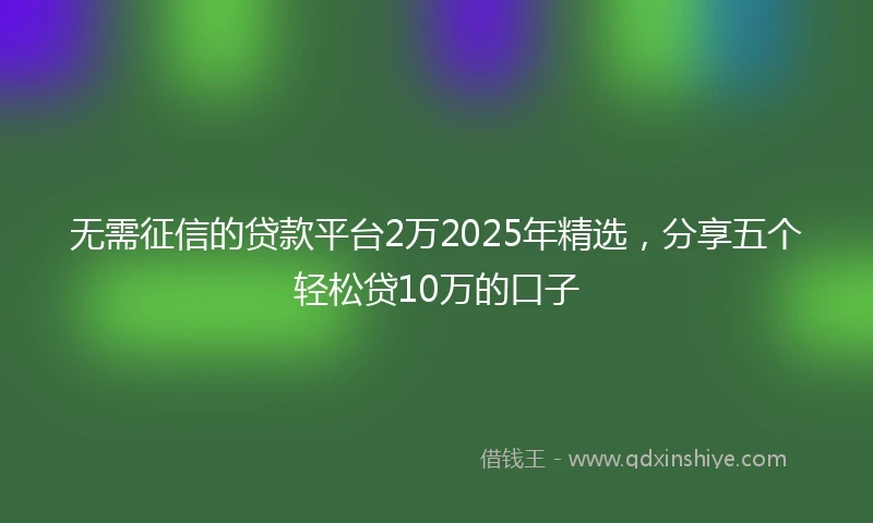 无需征信的贷款平台2万2025年精选，分享五个轻松贷10万的口子
