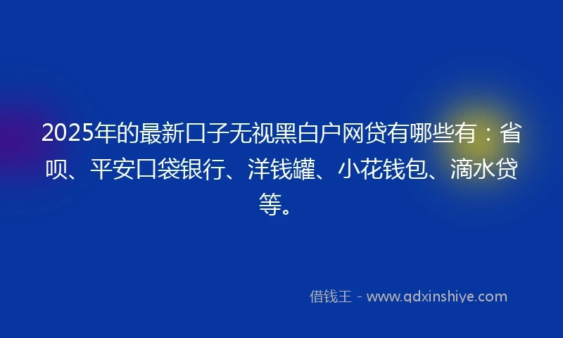 2025年的最新口子无视黑白户网贷有哪些有：省呗、平安口袋银行、洋钱罐、小花钱包、滴水贷等。