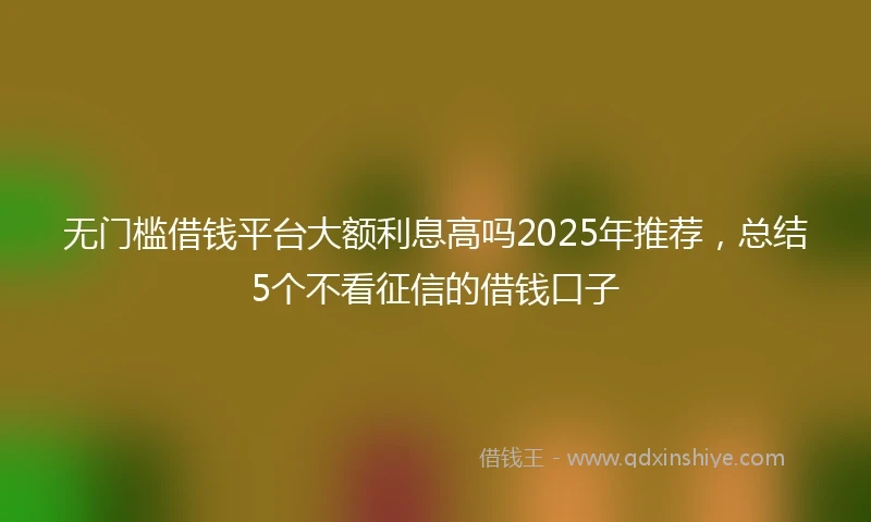 无门槛借钱平台大额利息高吗2025年推荐，总结5个不看征信的借钱口子