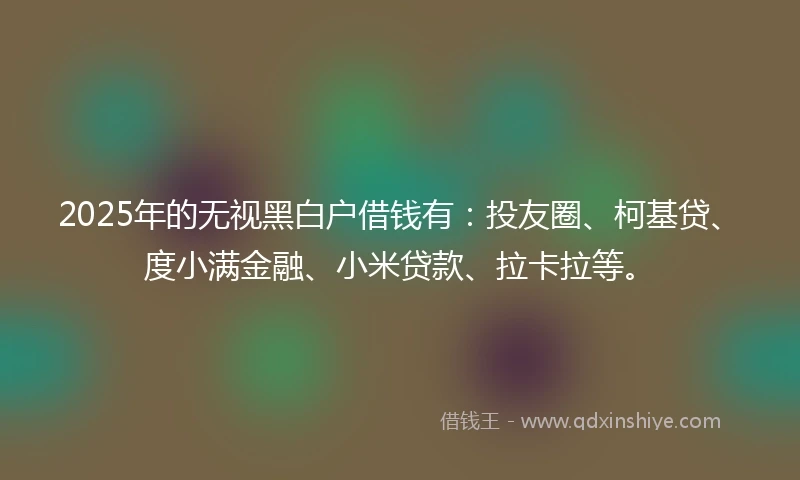 2025年的无视黑白户借钱有：投友圈、柯基贷、度小满金融、小米贷款、拉卡拉等。