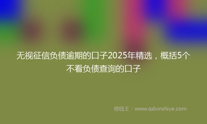 无视征信负债逾期的口子2025年精选，概括5个不看负债查询的口子