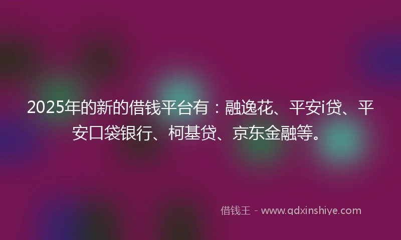 2025年的新的借钱平台有：融逸花、平安i贷、平安口袋银行、柯基贷、京东金融等。