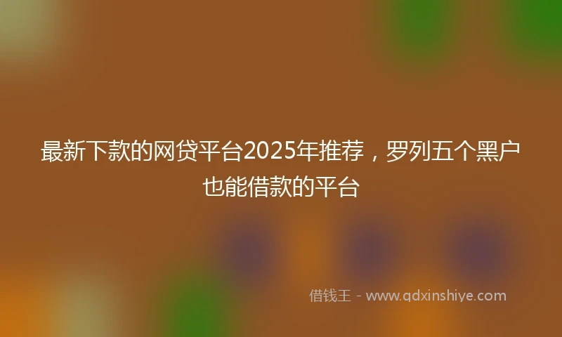 最新下款的网贷平台2025年推荐，罗列五个黑户也能借款的平台