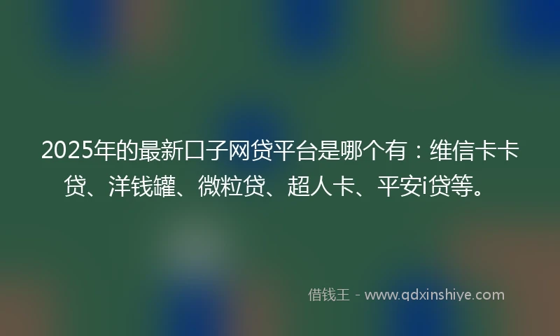 2025年的最新口子网贷平台是哪个有：维信卡卡贷、洋钱罐、微粒贷、超人卡、平安i贷等。
