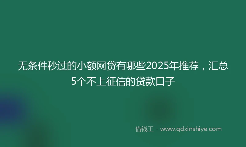 无条件秒过的小额网贷有哪些2025年推荐，汇总5个不上征信的贷款口子