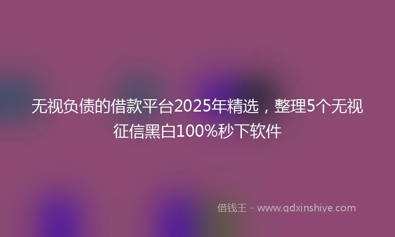 无视负债的借款平台2025年精选，整理5个无视征信黑白100%秒下软件