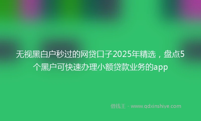 无视黑白户秒过的网贷口子2025年精选，盘点5个黑户可快速办理小额贷款业务的app