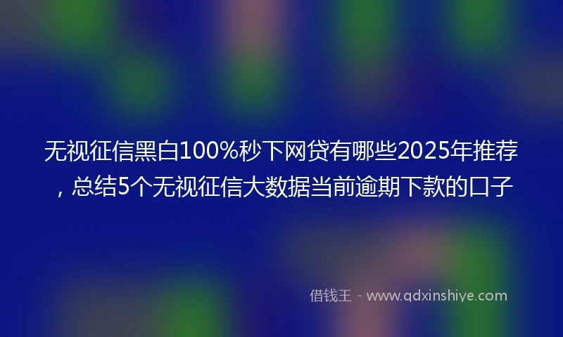 无视征信黑白100%秒下网贷有哪些2025年推荐，总结5个无视征信大数据当前逾期下款的口子