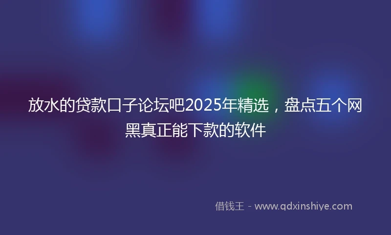 放水的贷款口子论坛吧2025年精选，盘点五个网黑真正能下款的软件