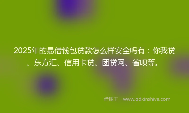 2025年的易借钱包贷款怎么样安全吗有：你我贷、东方汇、信用卡贷、团贷网、省呗等。