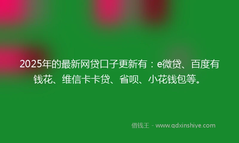 2025年的最新网贷口子更新有：e微贷、百度有钱花、维信卡卡贷、省呗、小花钱包等。