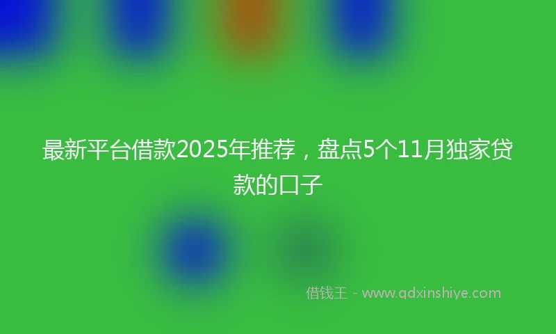 最新平台借款2025年推荐,盘点5个11月独家贷款的口子