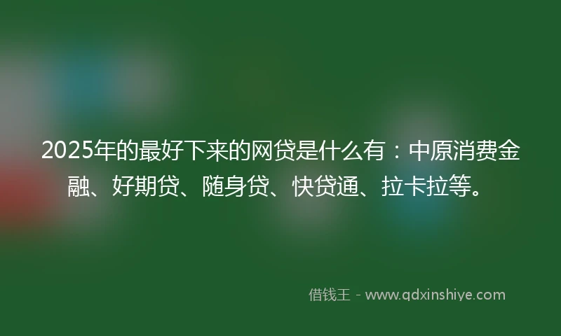 2025年的最好下来的网贷是什么有:中原消费金融、好期贷、随身贷、快贷通、拉卡拉等。