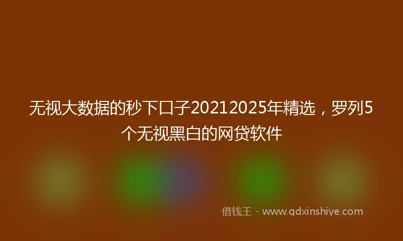 无视大数据的秒下口子20212025年精选，罗列5个无视黑白的网贷软件