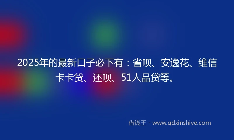 2025年的最新口子必下有：省呗、安逸花、维信卡卡贷、还呗、51人品贷等。