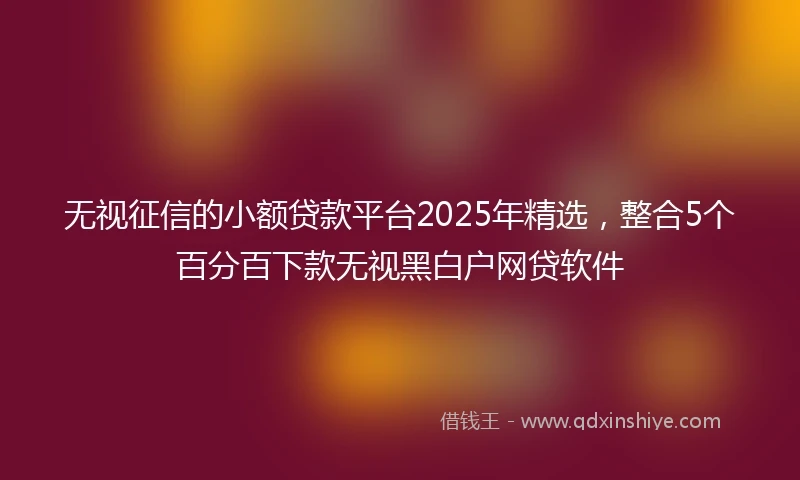 无视征信的小额贷款平台2025年精选，整合5个百分百下款无视黑白户网贷软件