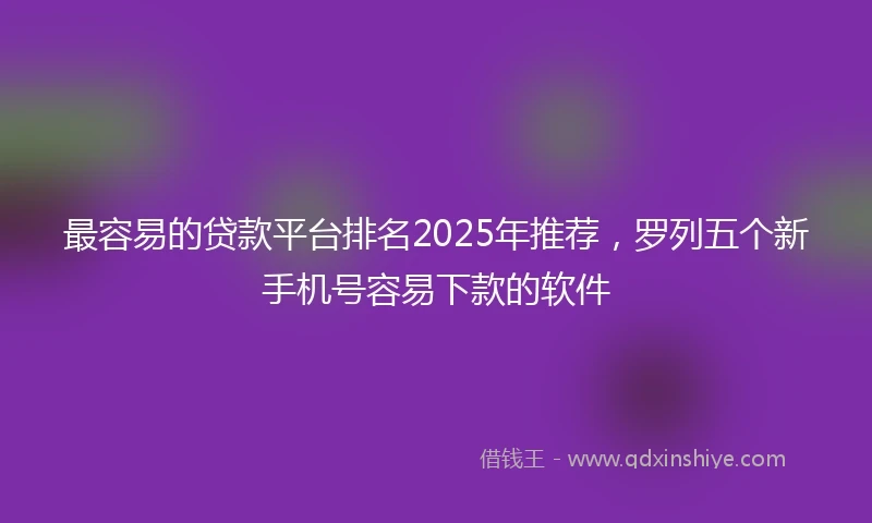 最容易的贷款平台排名2025年推荐,罗列五个新手机号容易下款的软件
