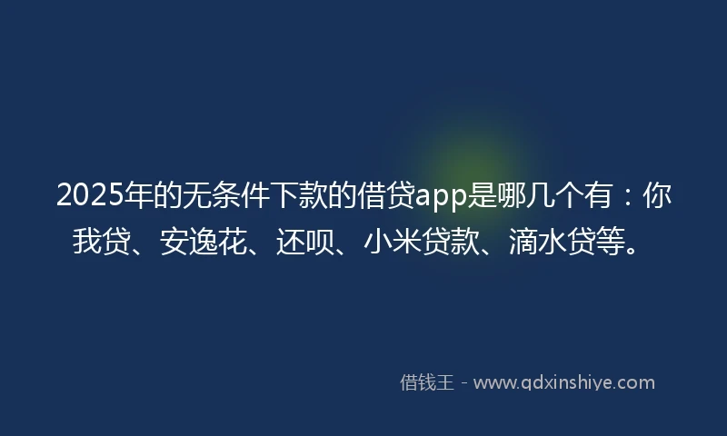 2025年的无条件下款的借贷app是哪几个有:你我贷、安逸花、还呗、小米贷款、滴水贷等。