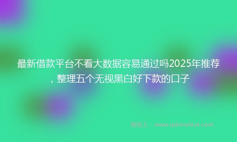 最新借款平台不看大数据容易通过吗2025年推荐，整理五个无视黑白好下款的口子