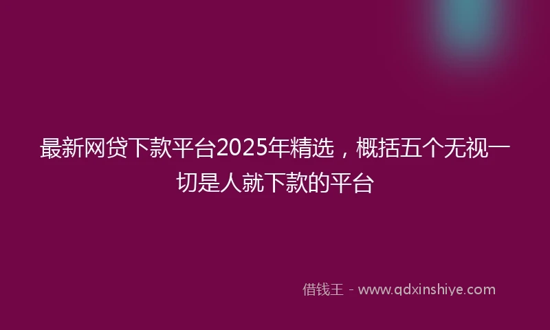 最新网贷下款平台2025年精选，概括五个无视一切是人就下款的平台