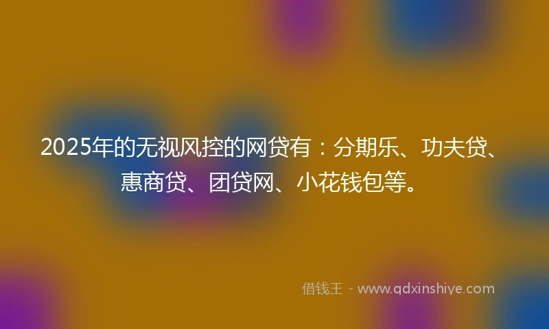 2025年的无视风控的网贷有：分期乐、功夫贷、惠商贷、团贷网、小花钱包等。