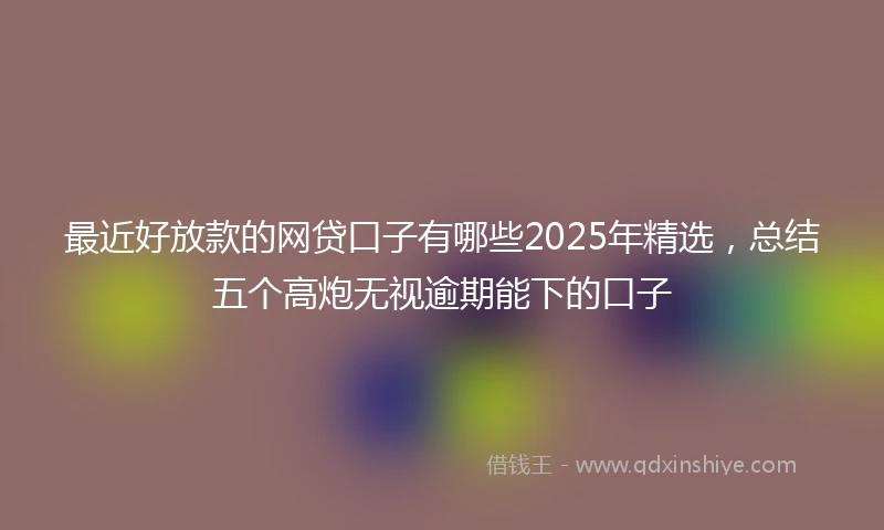 最近好放款的网贷口子有哪些2025年精选，总结五个高炮无视逾期能下的口子