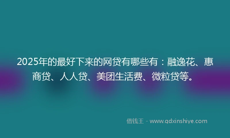 2025年的最好下来的网贷有哪些有：融逸花、惠商贷、人人贷、美团生活费、微粒贷等。
