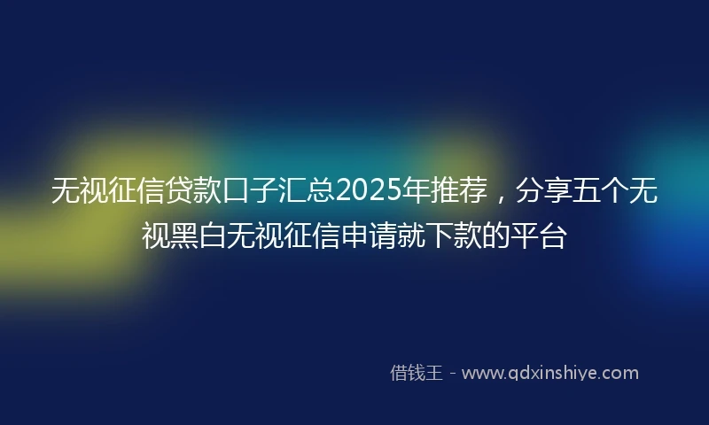 无视征信贷款口子汇总2025年推荐，分享五个无视黑白无视征信申请就下款的平台